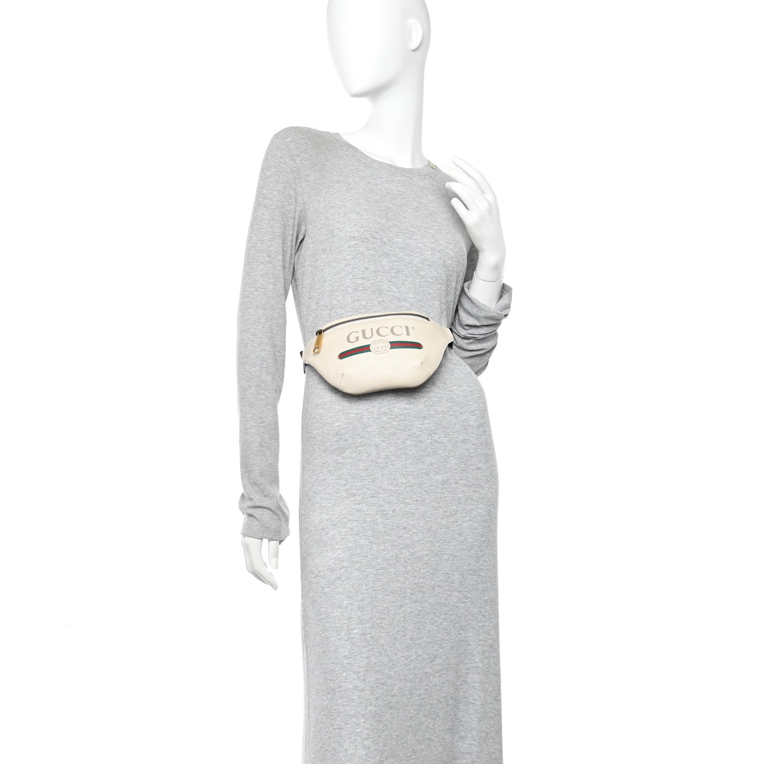 Gucci Grained Calfskin Small Logo Belt Bag White 2 of 10