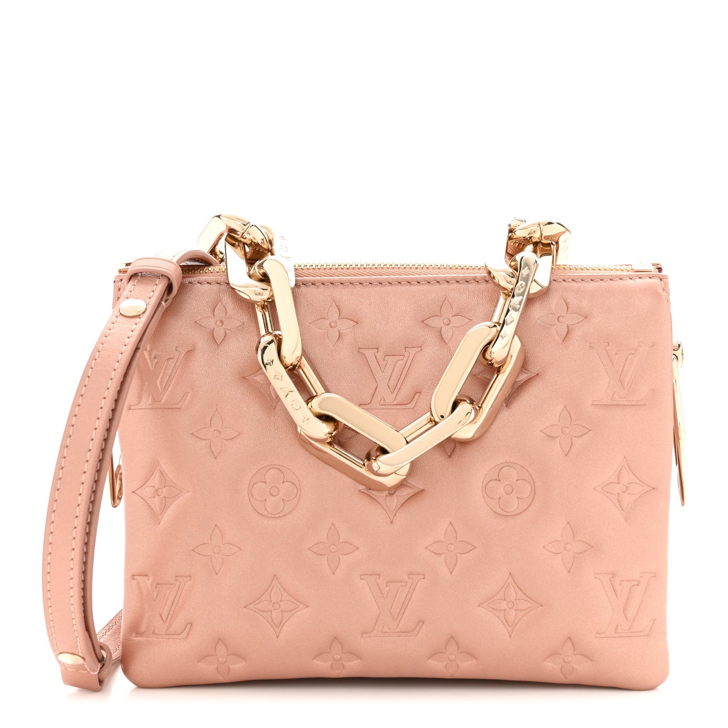 Louis Vuitton Metallic Lambskin Embossed Monogram Coussin BB Pink Gold 1 of 10