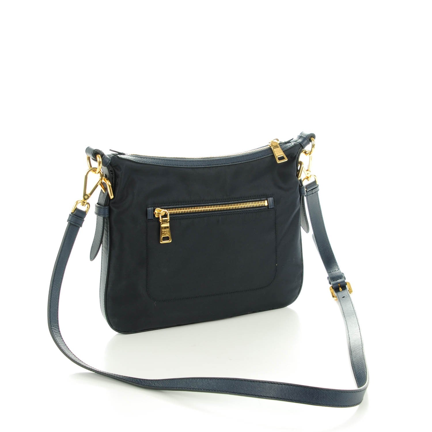 Prada Tessuto Nylon Saffiano Crossbody Bag Blue 3 of 9