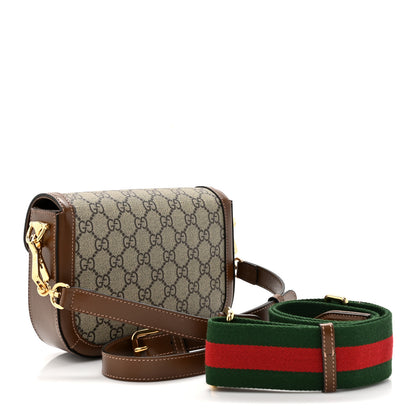 Gucci GG Supreme Monogram Web Mini Horsebit 1955 Shoulder Bag Beige Brown Sugar 3 of 11