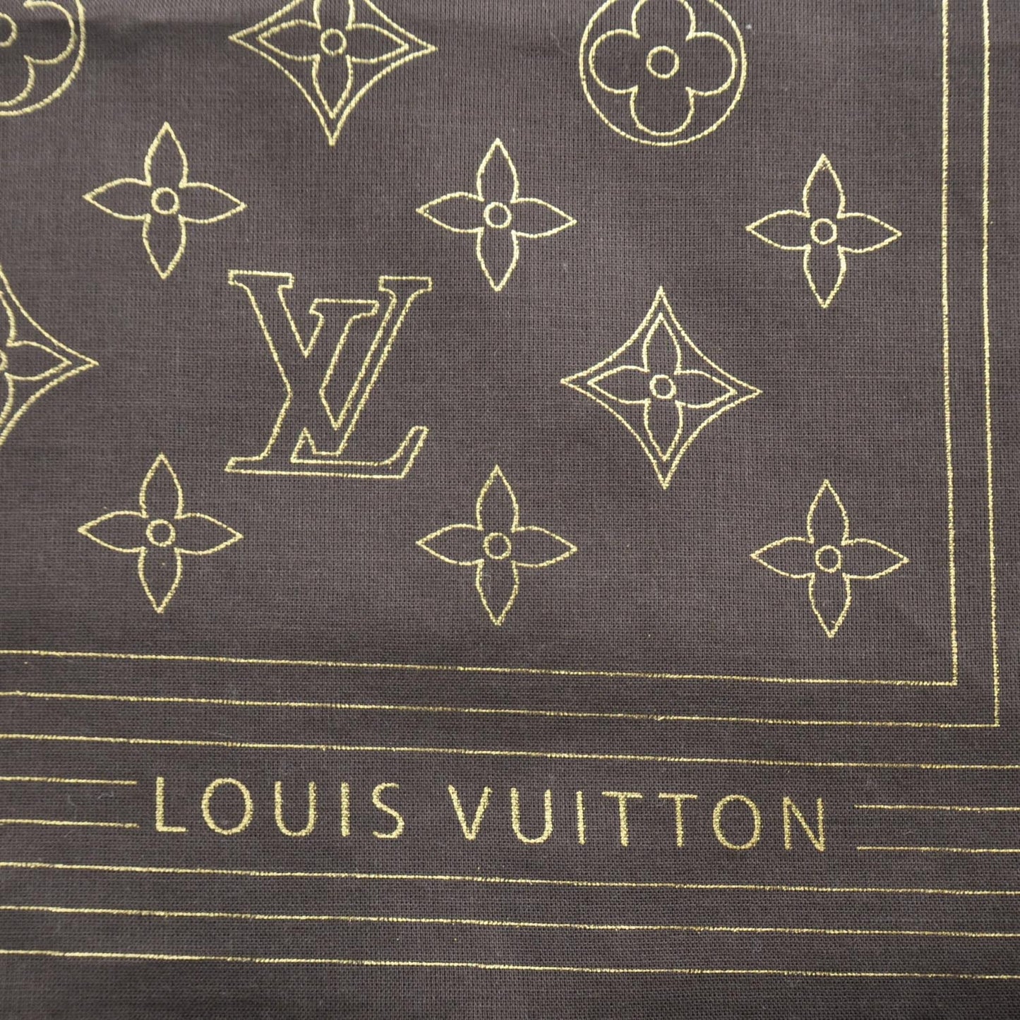 Cotton Monogram Scarf Brown and Gold
