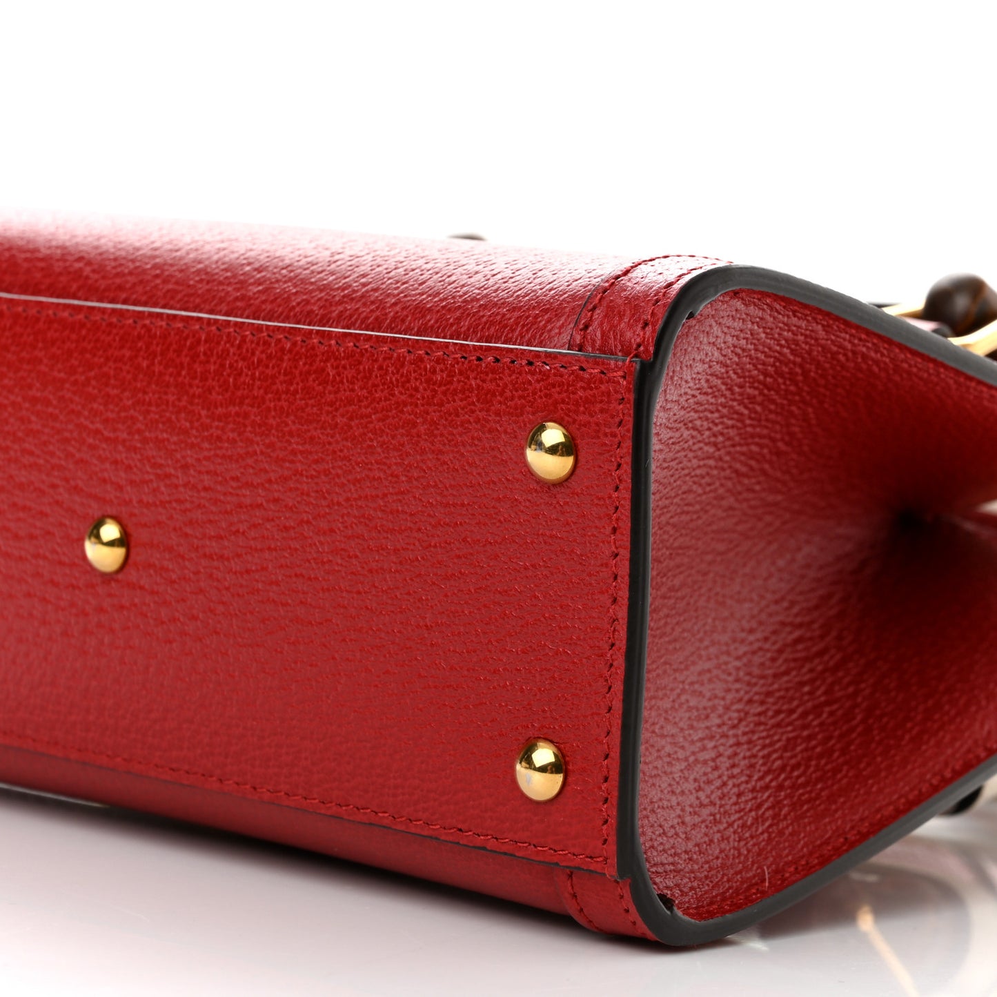 Textured Dollar Calfskin Web Mini Diana Tote Bag Red
