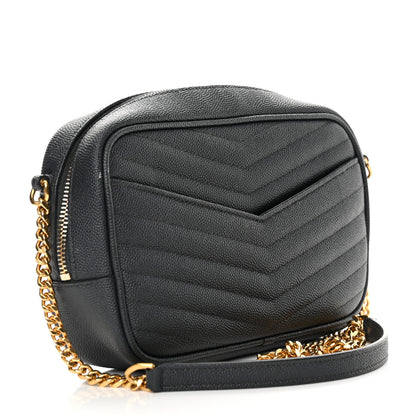 Saint Laurent Grain De Poudre Matelasse Monogram Mini Lou Camera Bag Dark Smog 3 of 11