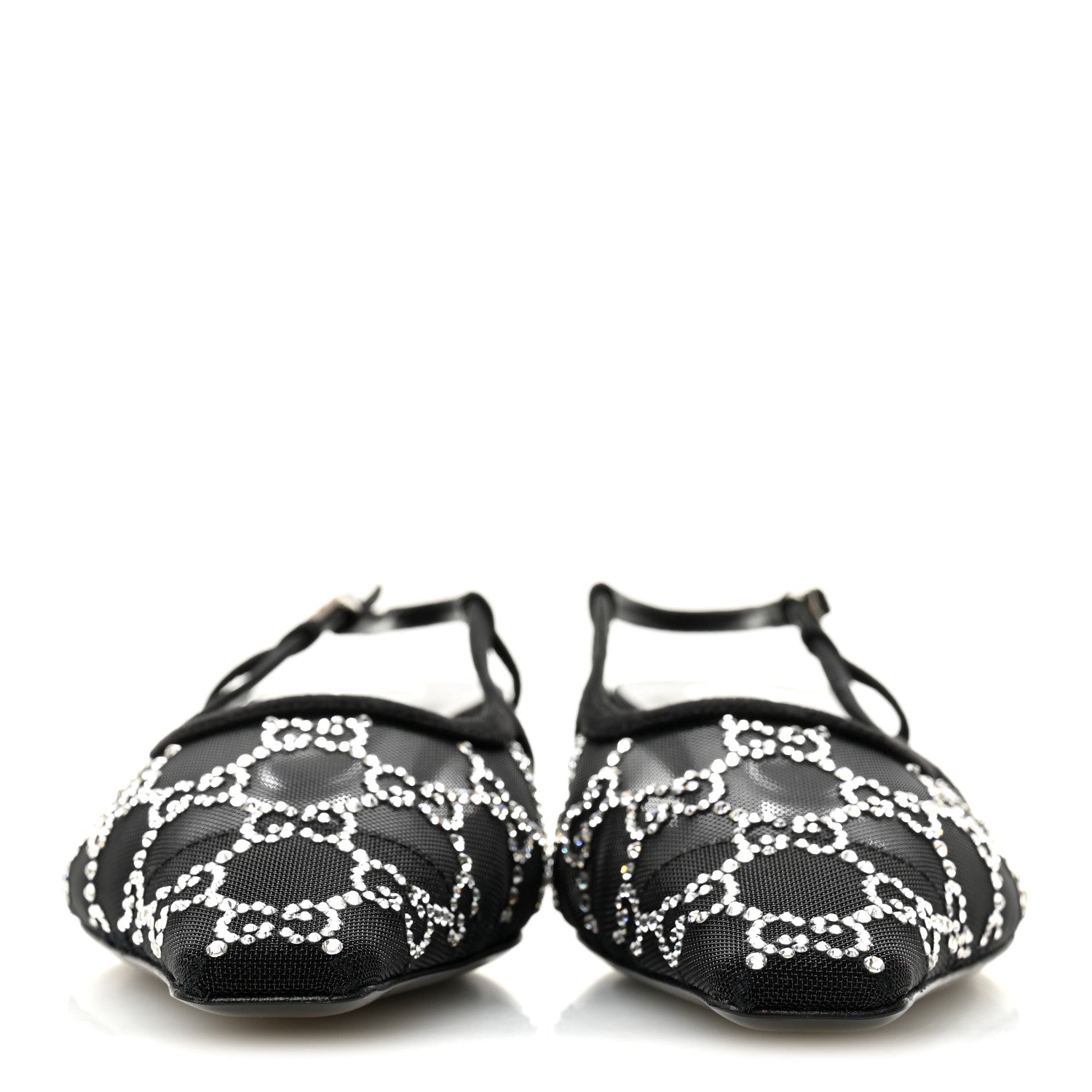 Gucci Tela Retino Kid Scamosciato Crystal GG Monogram Square G 35mm Slingback Pumps 37 Black 3 of 9