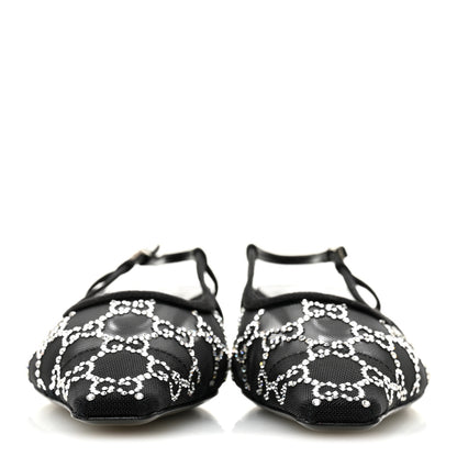 Gucci Tela Retino Kid Scamosciato Crystal GG Monogram Square G 35mm Slingback Pumps 37 Black 3 of 9