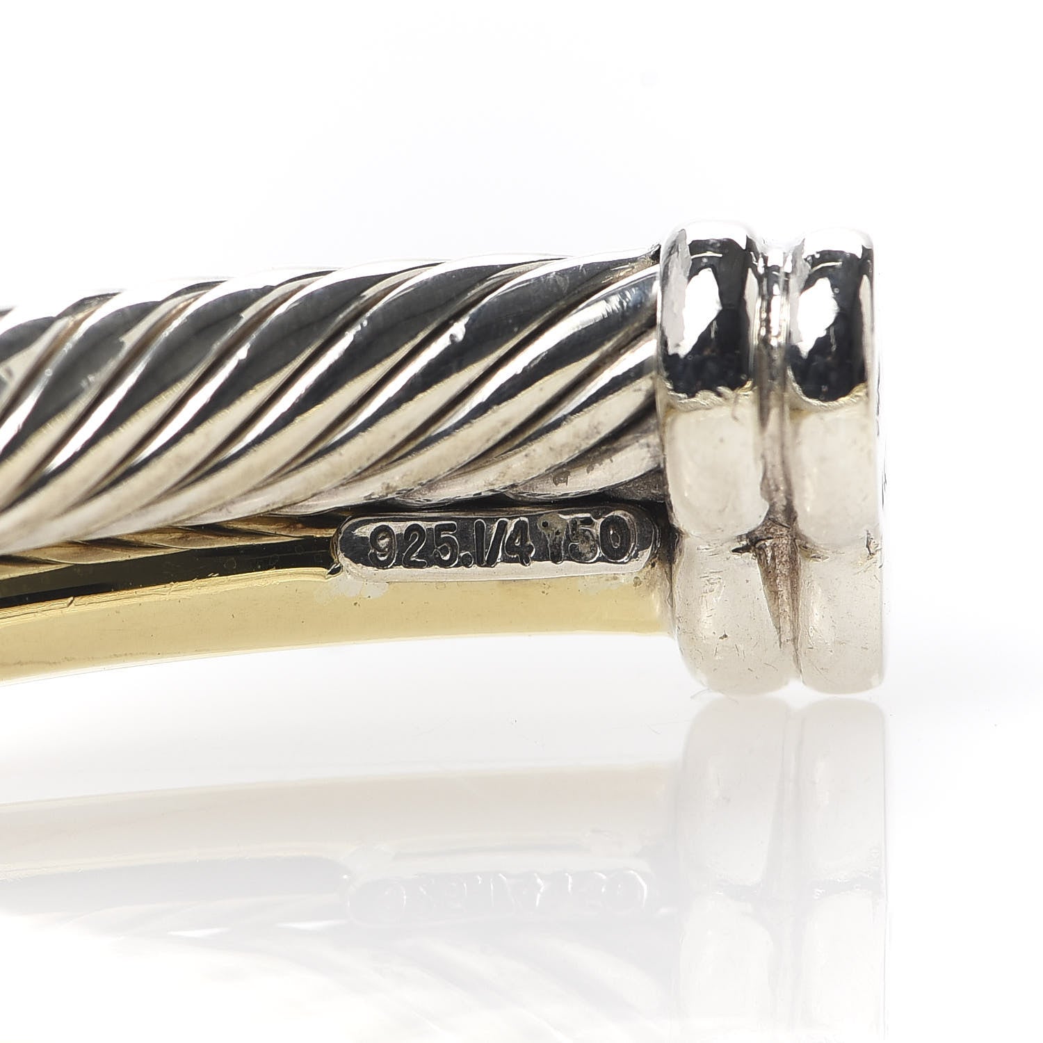 David Yurman Sterling Silver 18K Yellow Gold 5mm Crossover Cuff Bracelet 4 of 5