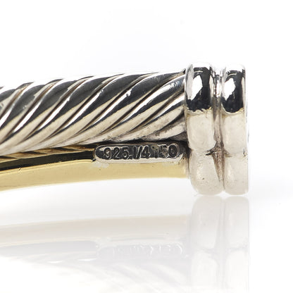 David Yurman Sterling Silver 18K Yellow Gold 5mm Crossover Cuff Bracelet 4 of 5