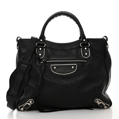 Balenciaga Chevre Silver Metallic Edge Hardware Velo Black 2 of 10