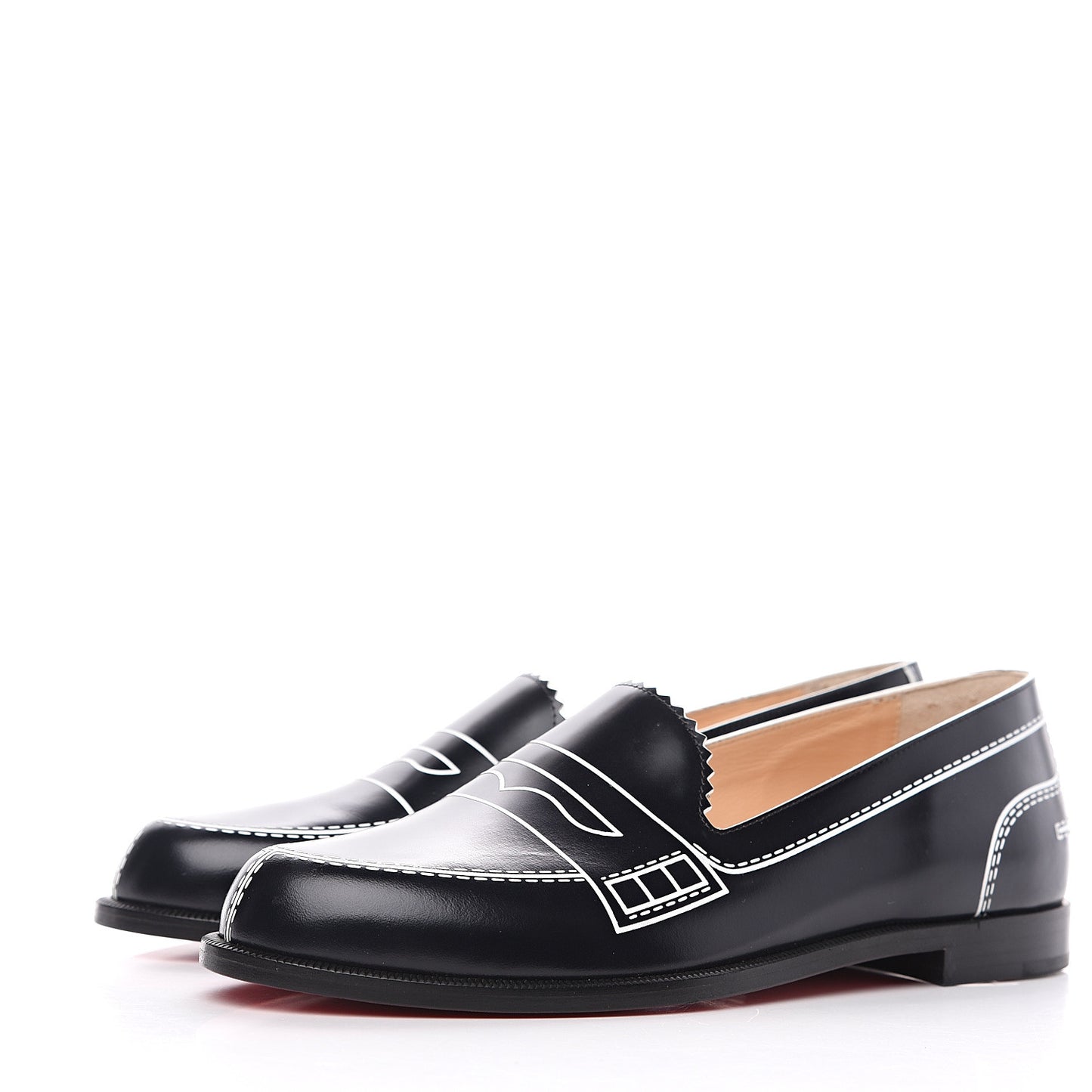 Calfskin Women Mocalaureat Tromp L'oeil Loafers 35.5 Black
