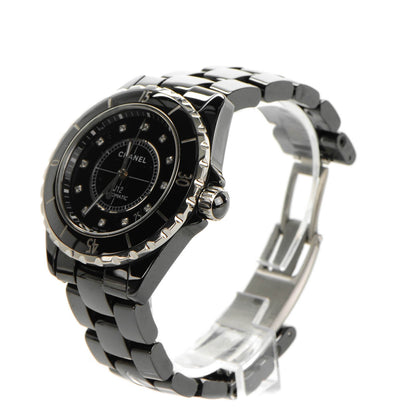 Chanel Stainless Steel Ceramic Diamond 38mm J12 Automatic Watch Black 5 of 7