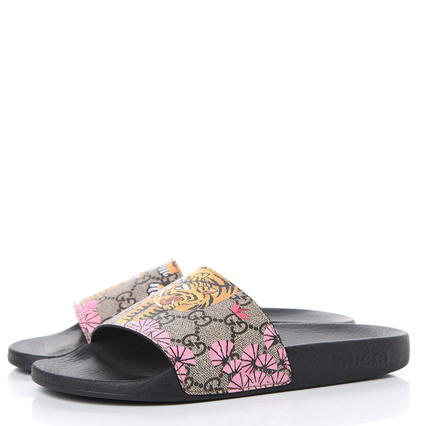 GG Supreme Monogram Bengal Slide Sandals 37 Beige Pink
