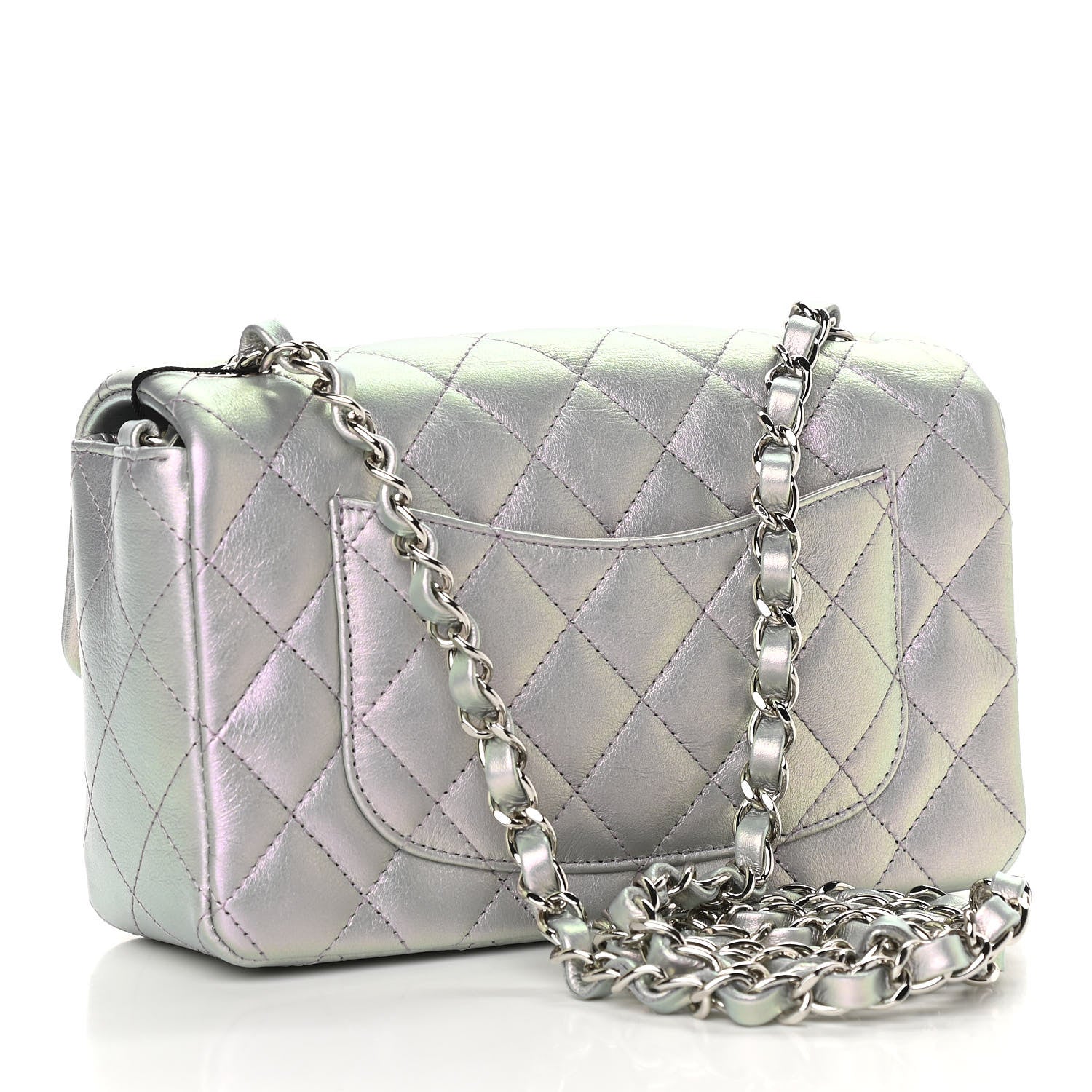 Chanel Iridescent Calfskin Quilted Mini Rectangular Flap Light Purple 3 of 10