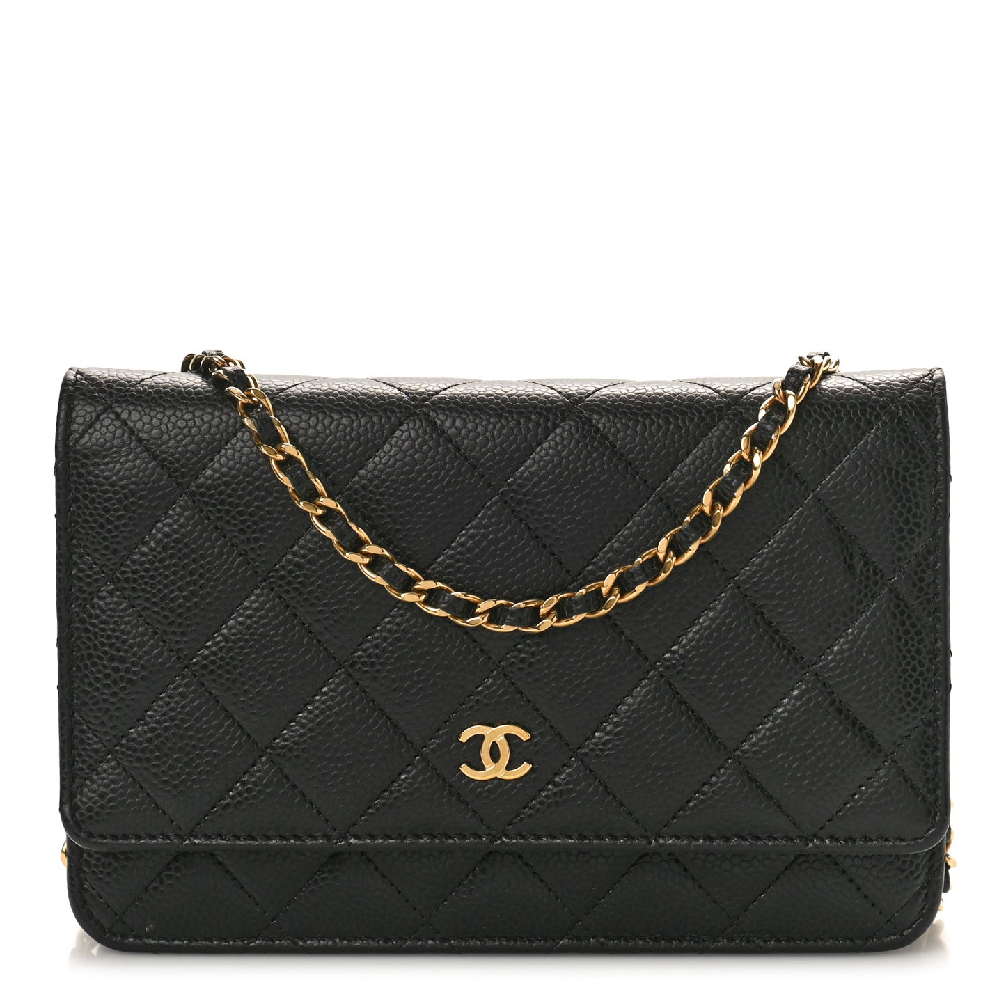 Caviar Quilted Wallet on Chain WOC Black