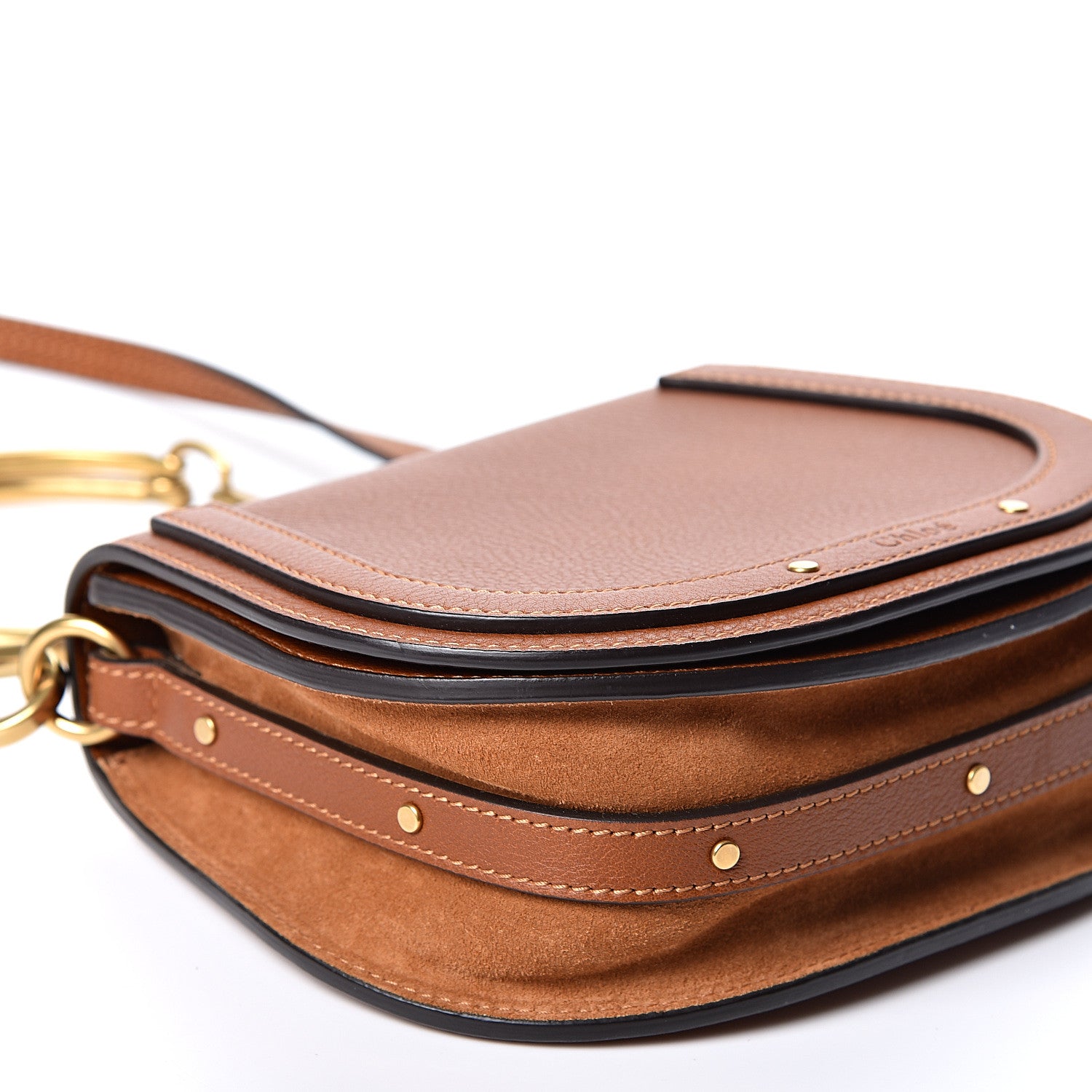 Chloe Calfskin Suede Small Nile Bracelet Bag Caramel 6 of 9