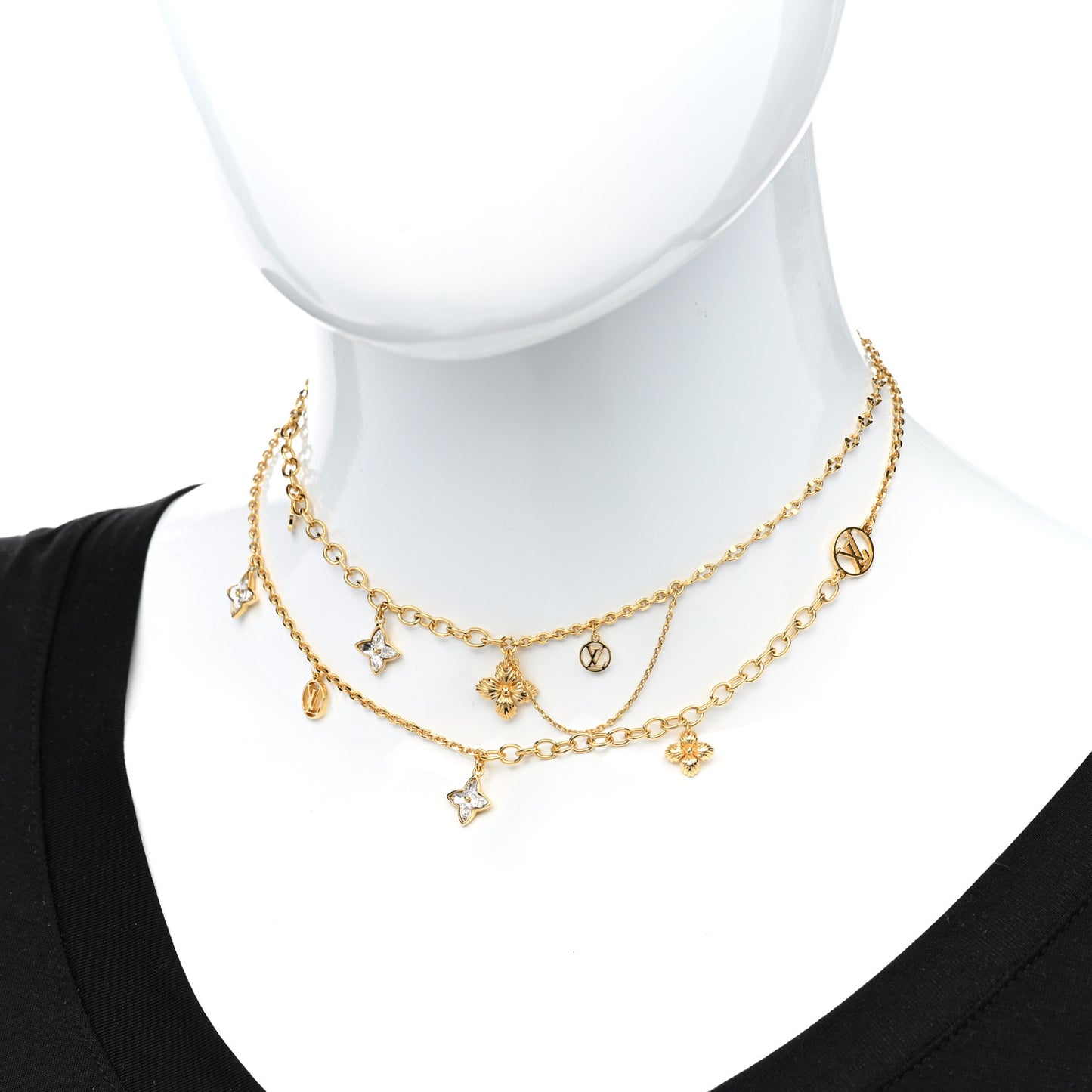 Metal Blooming Strass Necklace Gold