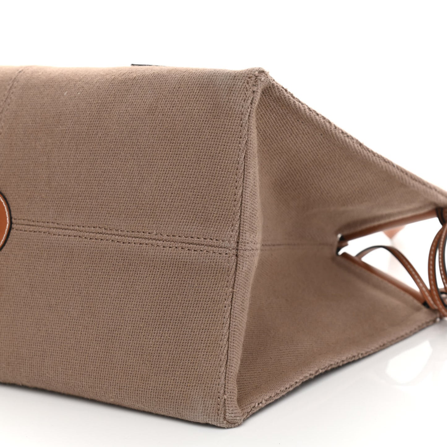 Canvas Calfskin Cushion Tote Taupe