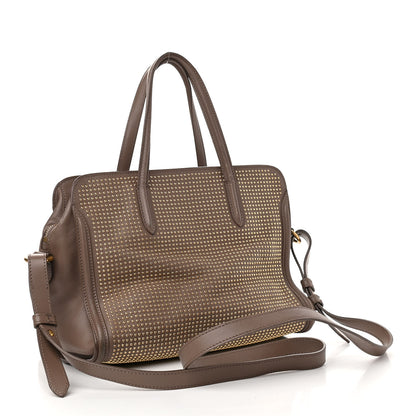 Alexander McQueen Calfskin Small Studded Padlock Zip Around Tote Taupe 3 of 13
