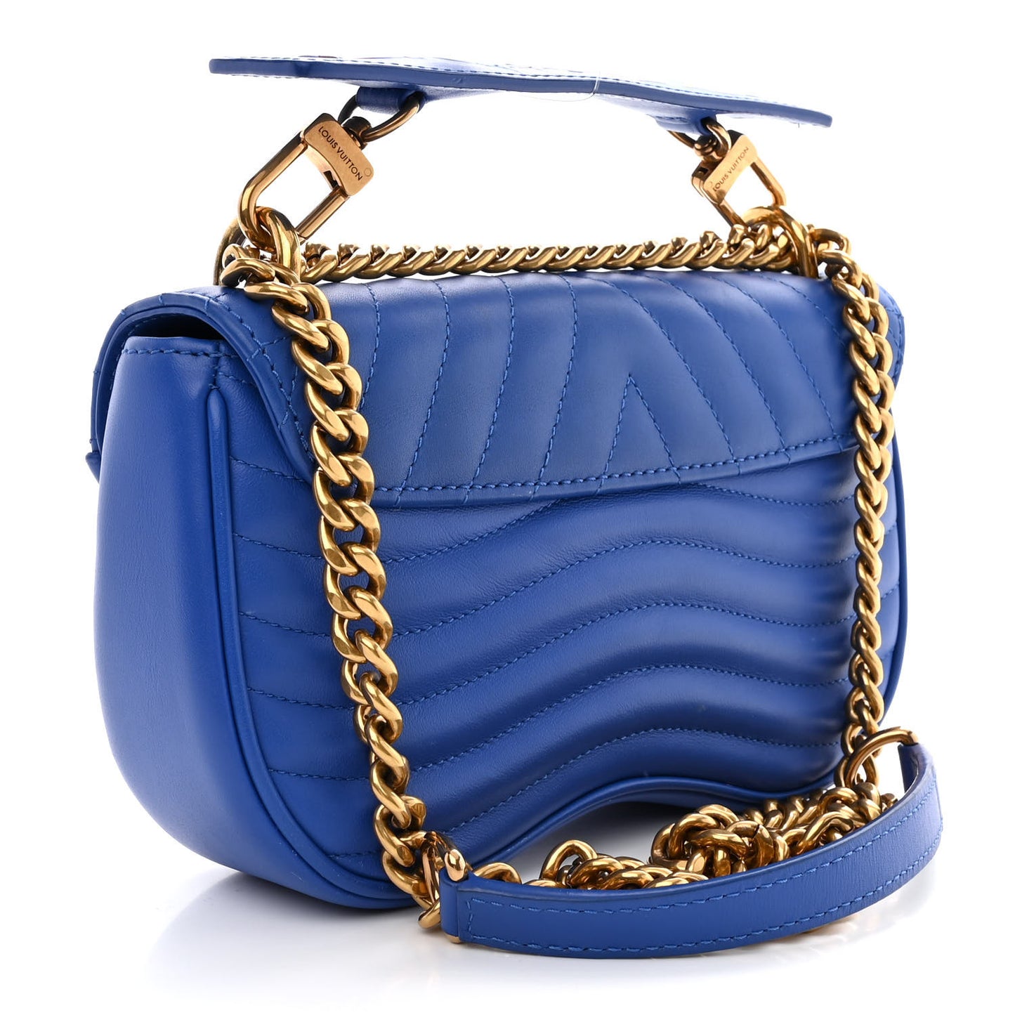 Calfskin New Wave Chain PM Blue Neon