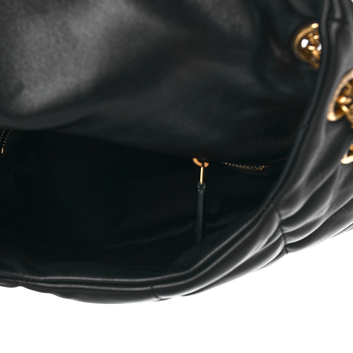 Lambskin Quilted Small Loulou Puffer Monogram Chain Satchel Black