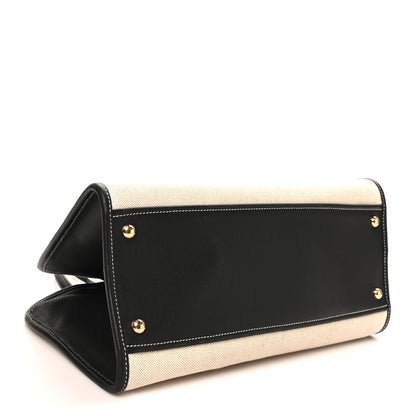 Prada Linen Shopping Tote Natural Black 4 of 9