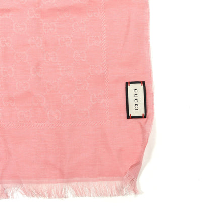 Gucci Cotton GG Monogram Summer Sten Fringe Scarf Pink 3 of 4