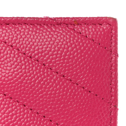 Saint Laurent Grain De Poudre Matelasse Chevron Monogram Credit Card Case Fresh Fuxia 9 of 10