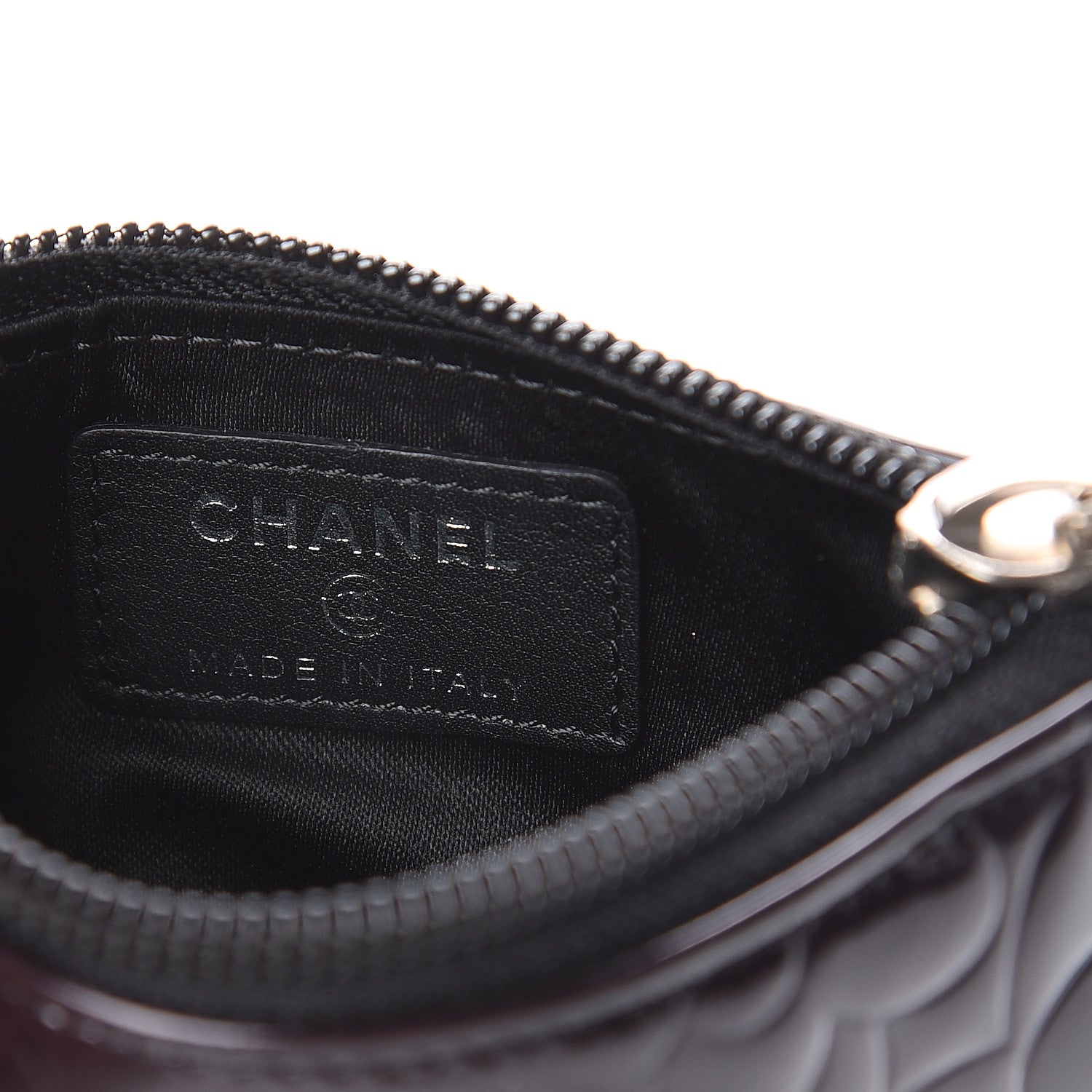 Chanel Patent Camellia Embossed Key Holder Case Black 5 of 5