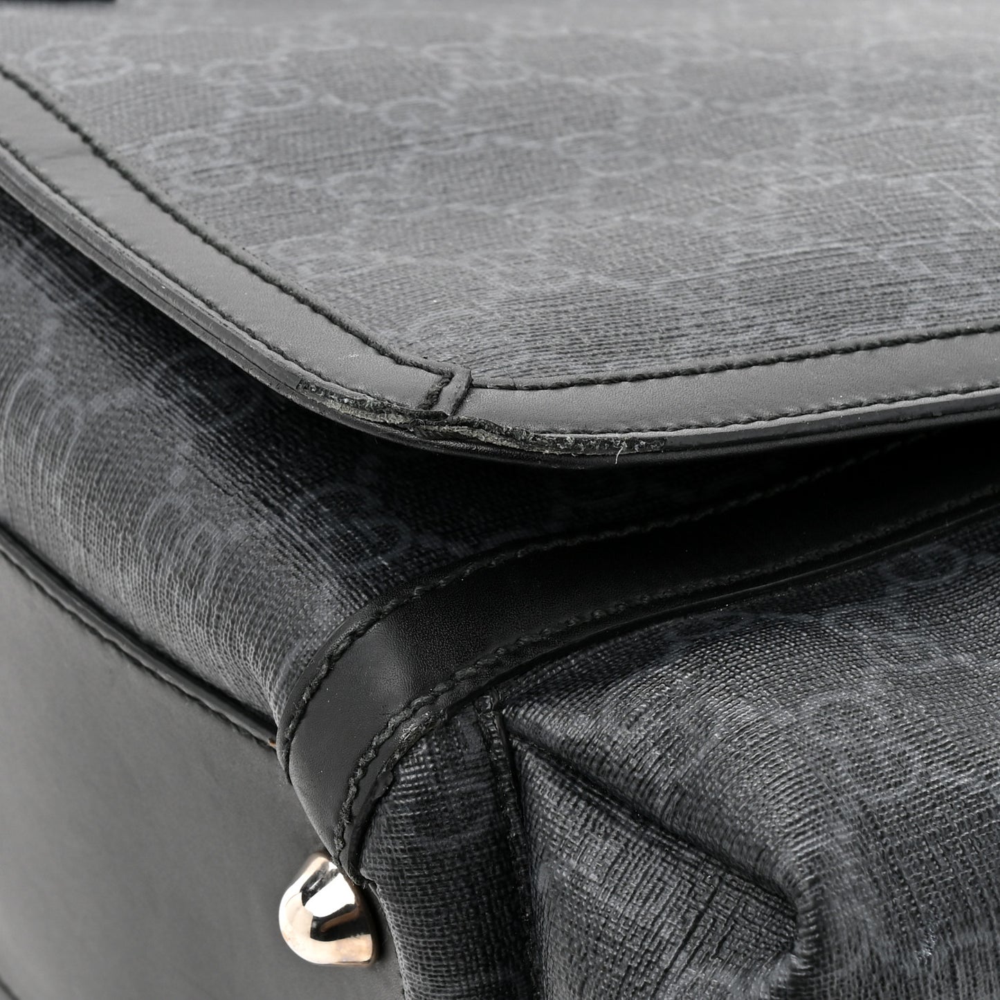 GG Supreme Monogram Web Messenger Diaper Bag Black Grey