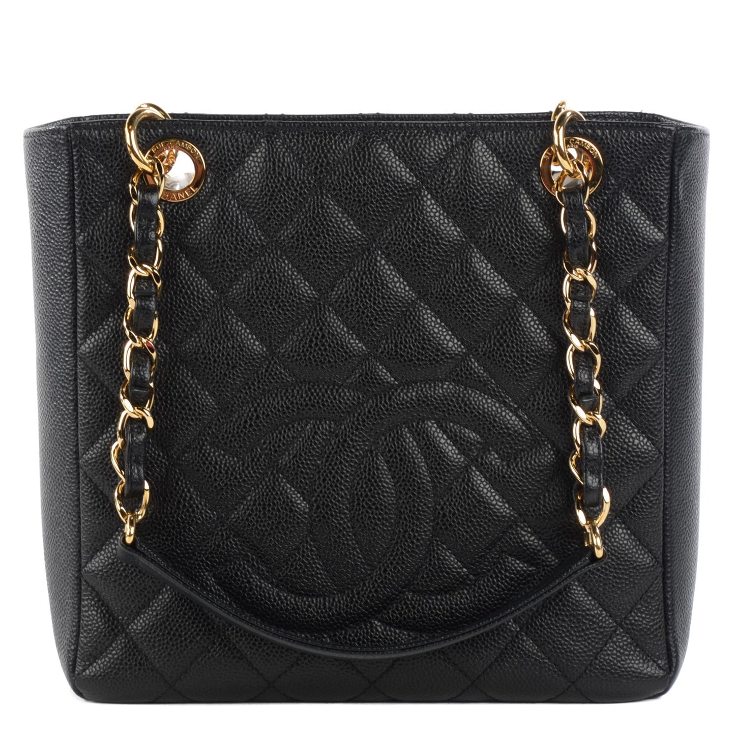 Caviar Quilted Petit Shopping Tote PST Black