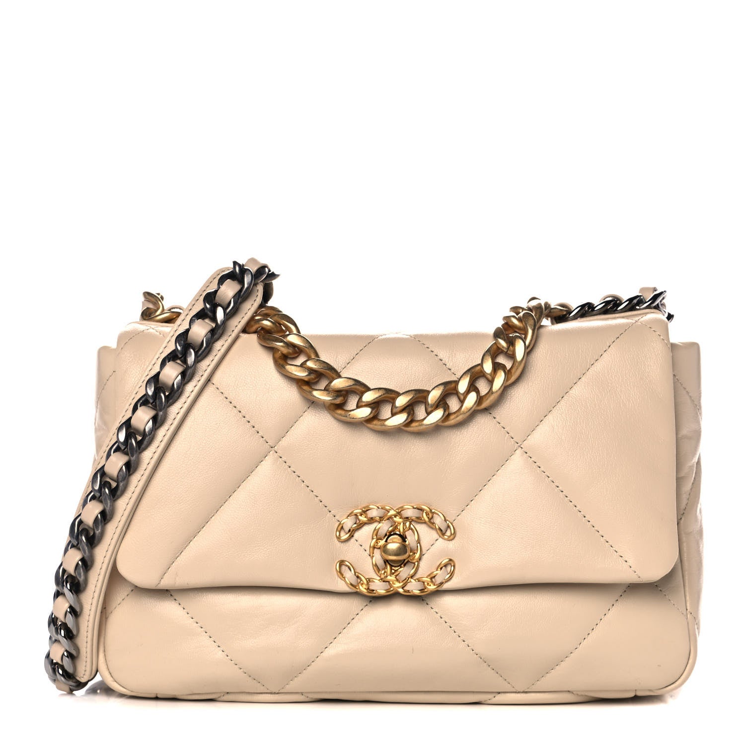 Chanel Lambskin Quilted Medium Chanel 19 Flap Beige 1 of 11