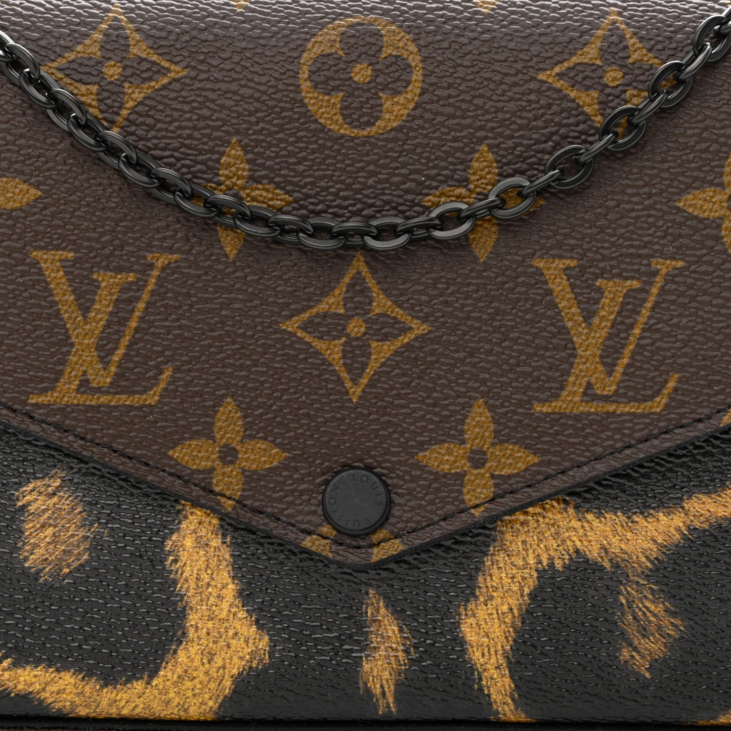 Monogram Animal Print Pochette Felicie Chain Wallet
