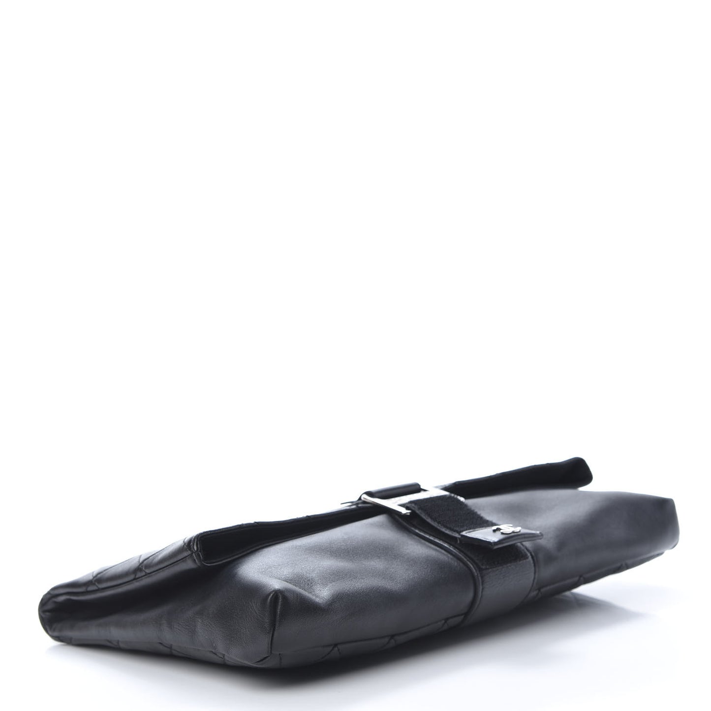 Lambskin Quilted Grip Clutch Black