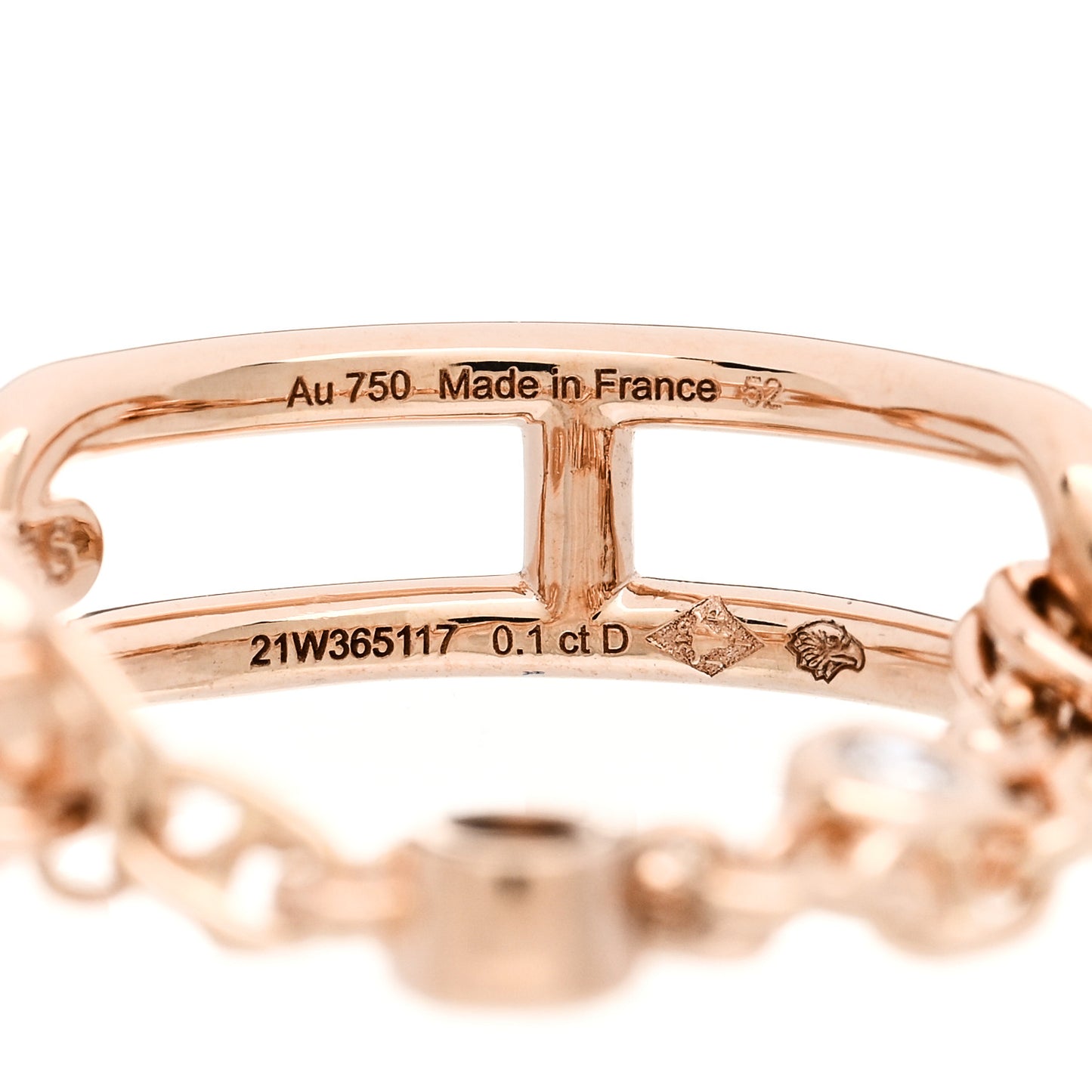 18K Rose Gold Diamond PM Chaine d'Ancre Chaos Ring 52 6