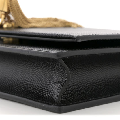Saint Laurent Grain De Poudre Classic Monogram Kate Tassel Chain Wallet Black 10 of 10