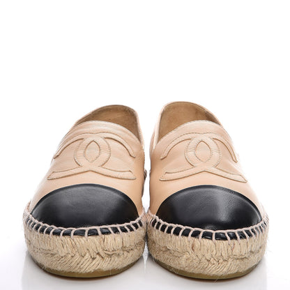 Chanel Lambskin CC Espadrilles 35 Beige Black 2 of 10