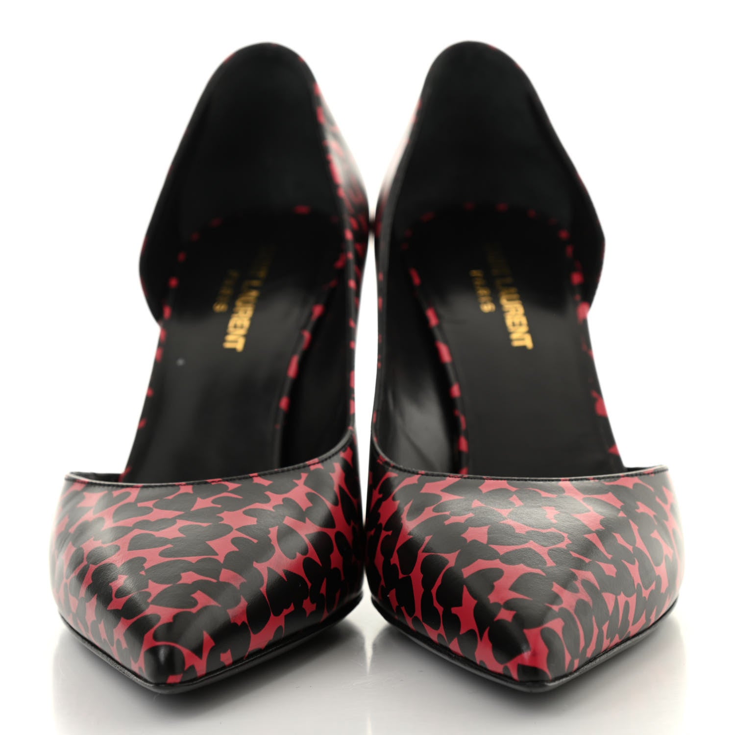 Saint Laurent Calfskin Heart Print D'Orsay Paris 105 Pumps 40 Pink Black 2 of 16