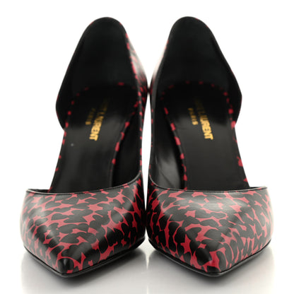 Saint Laurent Calfskin Heart Print D'Orsay Paris 105 Pumps 40 Pink Black 2 of 16
