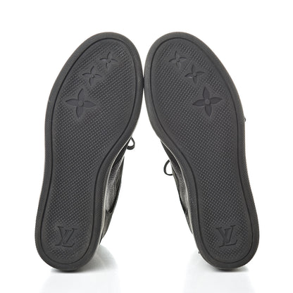 Louis Vuitton Calfskin Suede Monogram Cliff Top Wedge Sneakers 37 Black 7 of 12