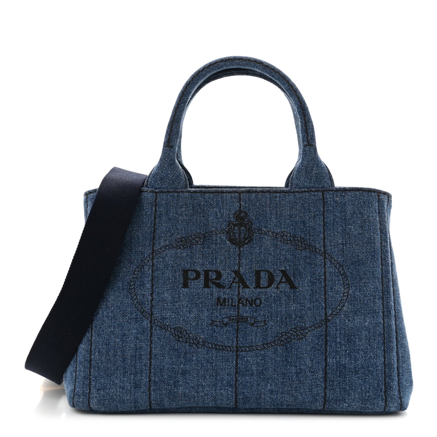 Prada Denim Small Logo Tote Bleu 1 of 10