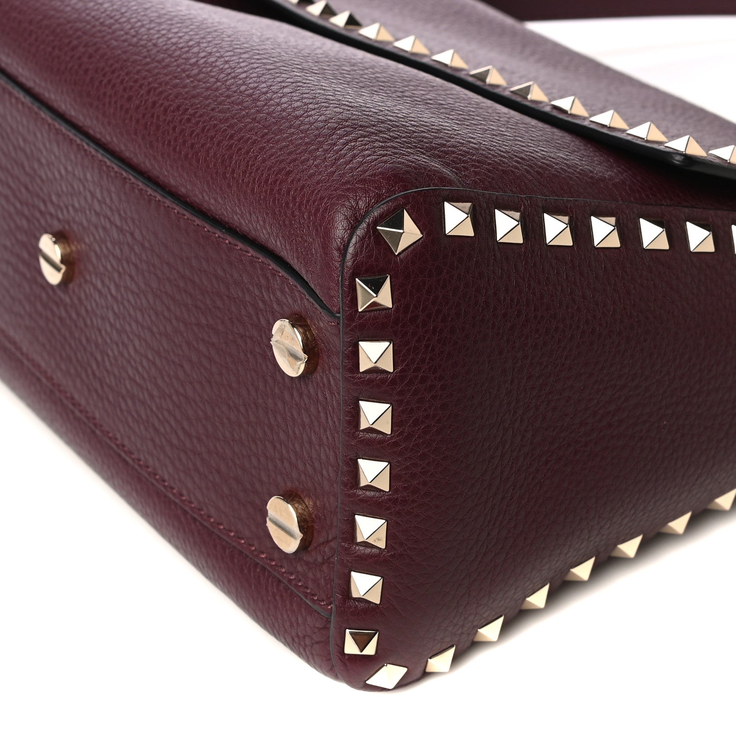 Valentino Garavani Pebbled Calfskin Rockstud Top Handle Shoulder Bag Rubin 6 of 8
