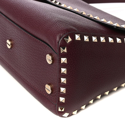 Valentino Garavani Pebbled Calfskin Rockstud Top Handle Shoulder Bag Rubin 6 of 8