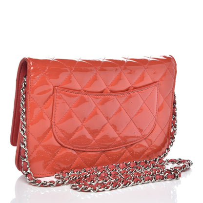 Chanel Patent Quilted Wallet On Chain WOC Coral 3 of 10