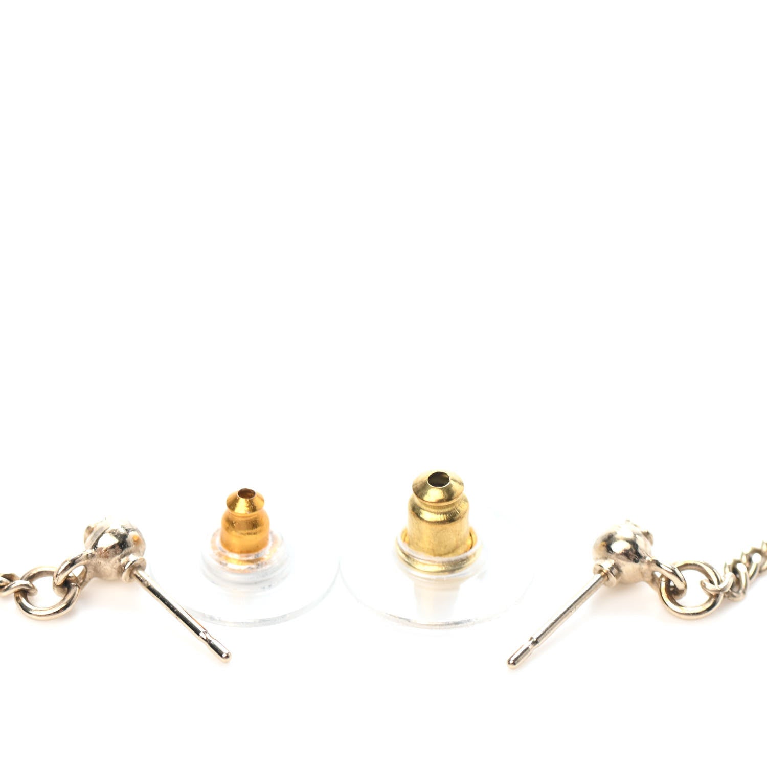 Chanel Crystal CC Drop Earrings Pink Grey Gold 3 of 4