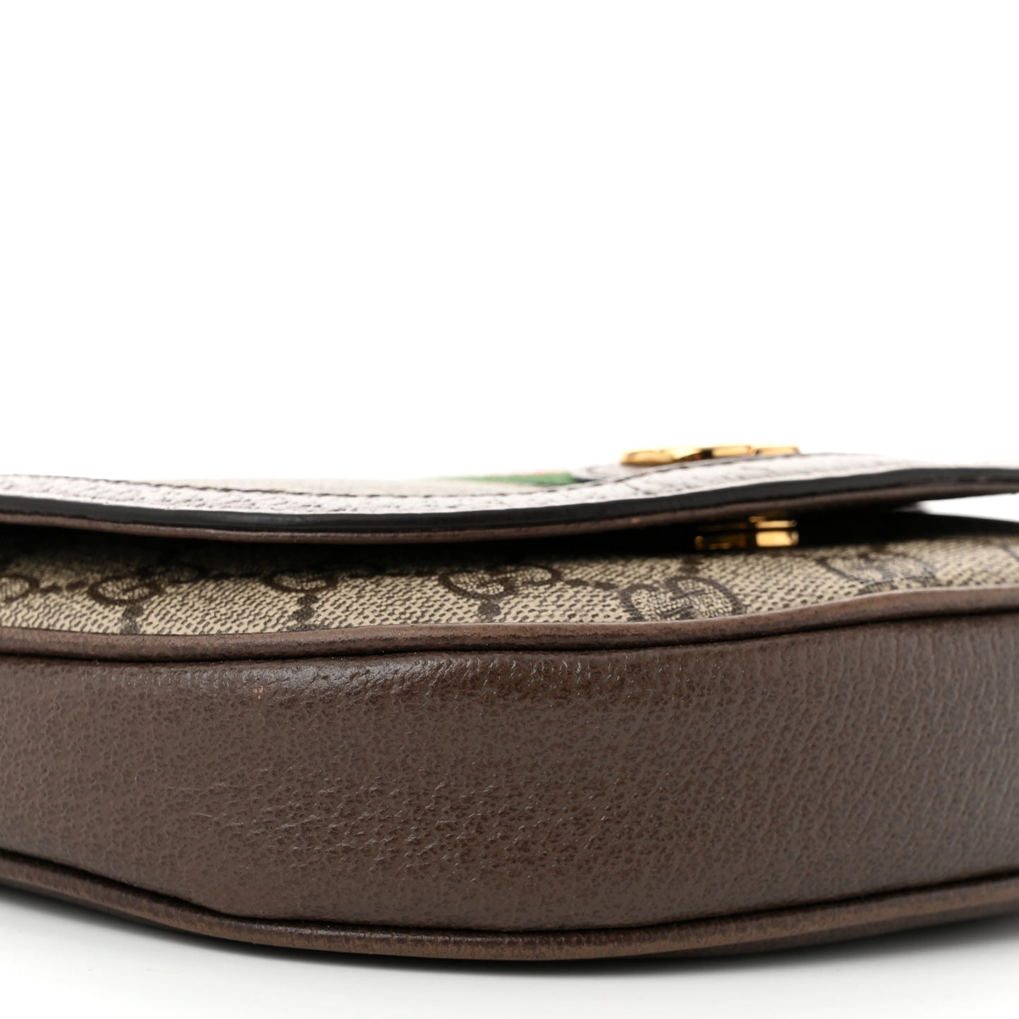 GG Supreme Monogram Textured Dollar Calfskin Web Mini Ophidia Flap Shoulder Bag Beige Ebony New Acero