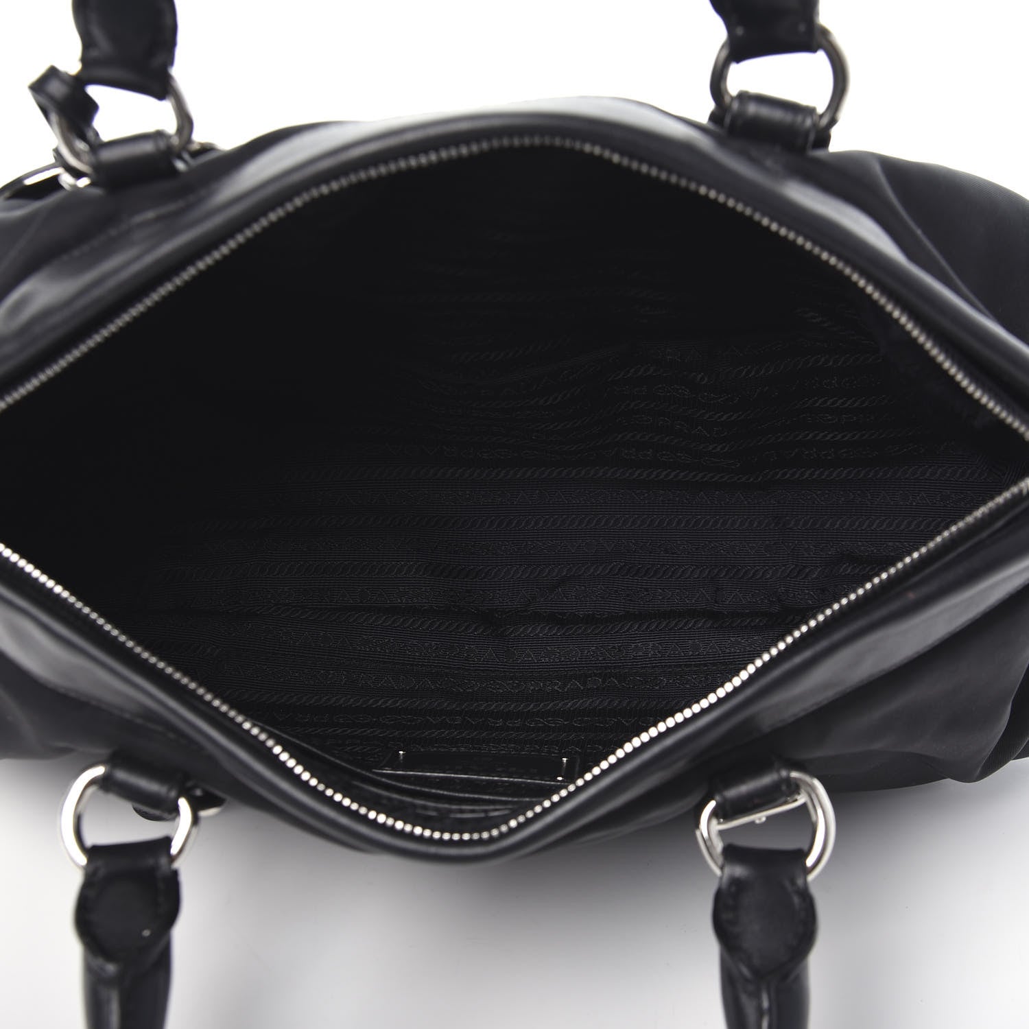 Prada Tessuto Nylon Soft Calf Shopping Satchel Black 5 of 10
