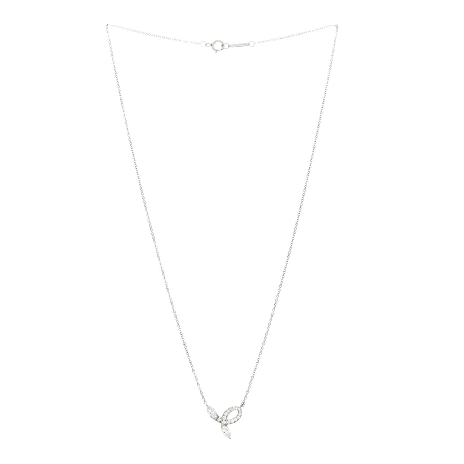 Tiffany Platinum Diamond Victoria Bow Necklace 2 of 4