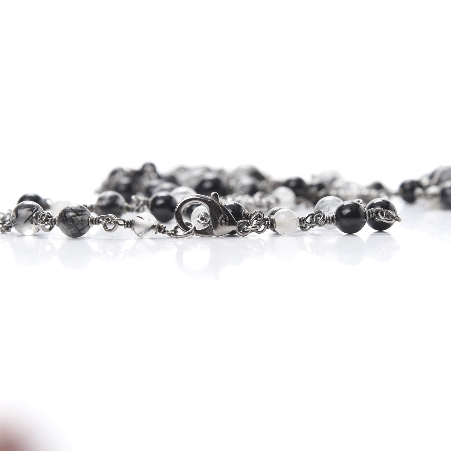 Chanel Ruthenium Pearl Bead CC Long Necklace Black 4 of 5
