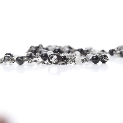 Chanel Ruthenium Pearl Bead CC Long Necklace Black 4 of 5