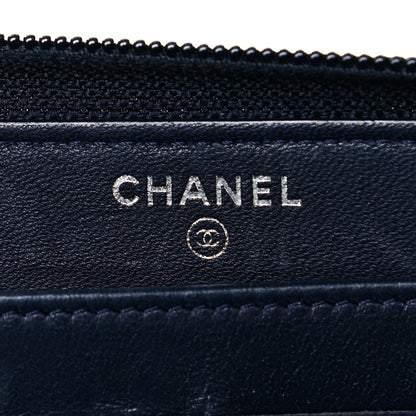 Chanel Lambskin Quilted Boy Zip Around Wallet Navy 6 of 11