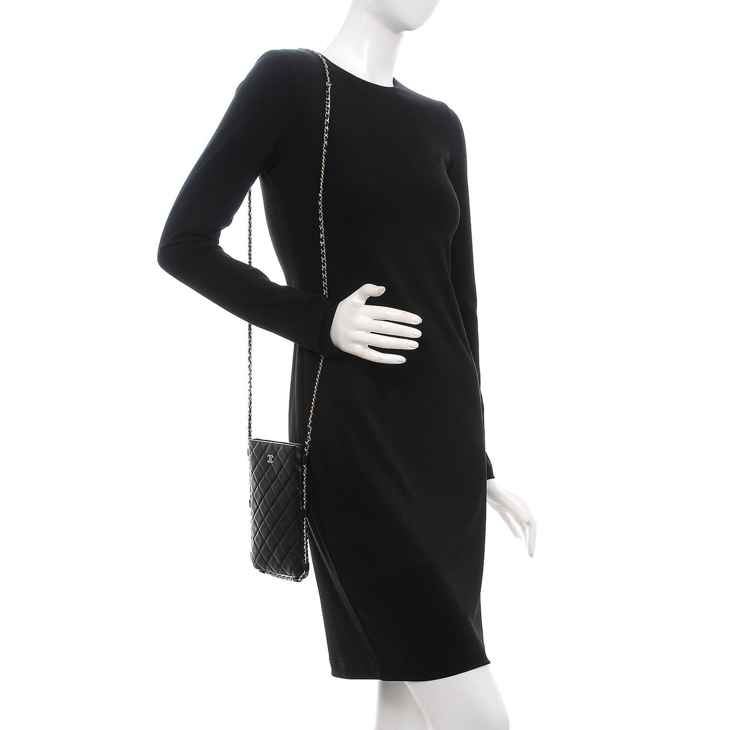 Lambskin Quilted Tech Take Away Clutch Black